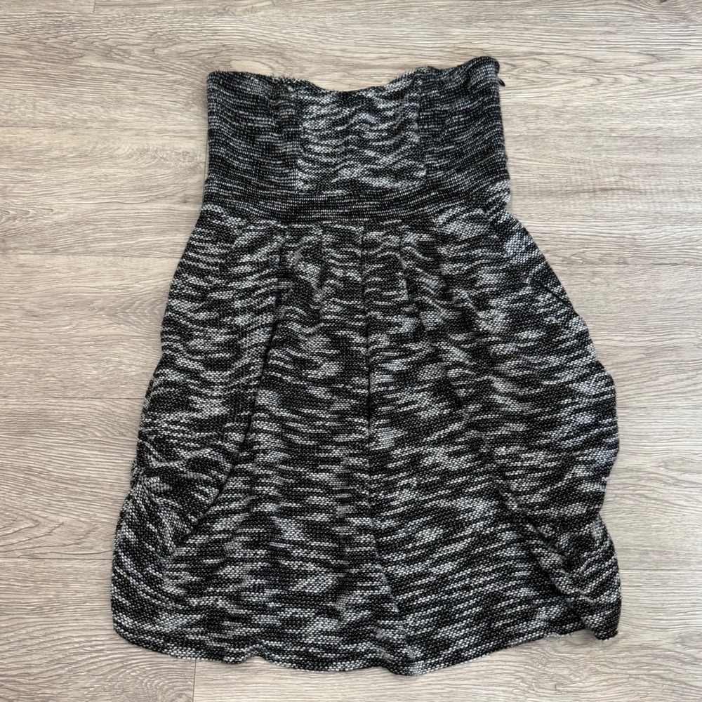 Free People Black White Space Dye Strapless Tulip Mini Dress Size 2